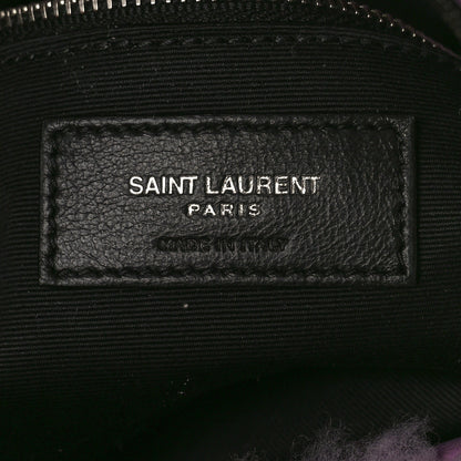 Saint Laurent Merino Shearling Lambskin Quilted Small Loulou Puffer Monogram Chain Satchel Lila 6 of 8