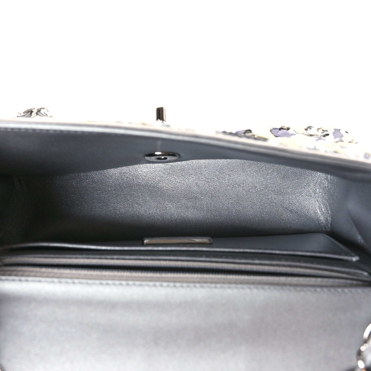 Chanel Satin Sequin Embellished Flower Mini Rectangular Flap Argent Multicolor 5 of 10