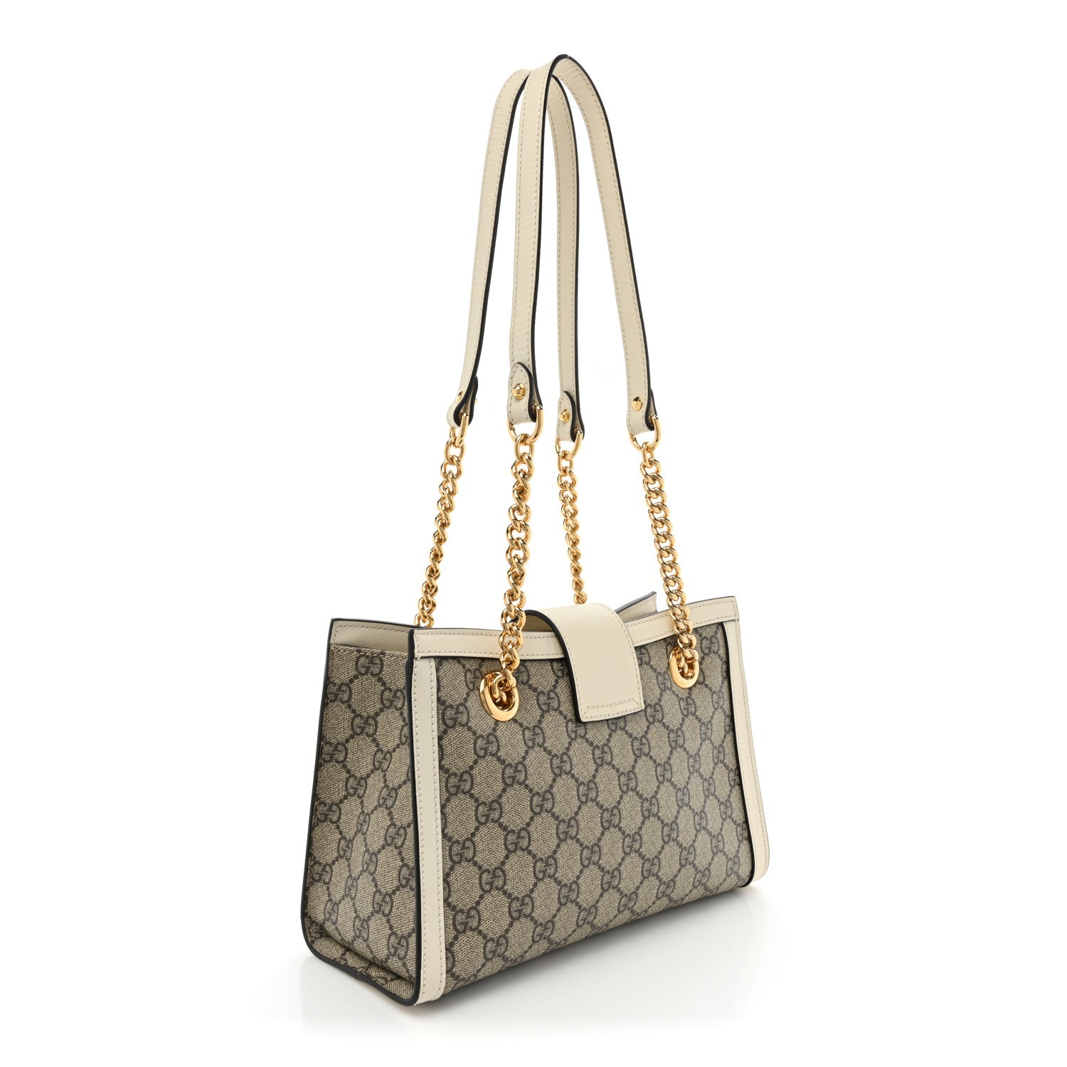 Gucci GG Supreme Monogram Moon Calfskin Small Padlock Tote Beige Ebony Mystic White 3 of 15