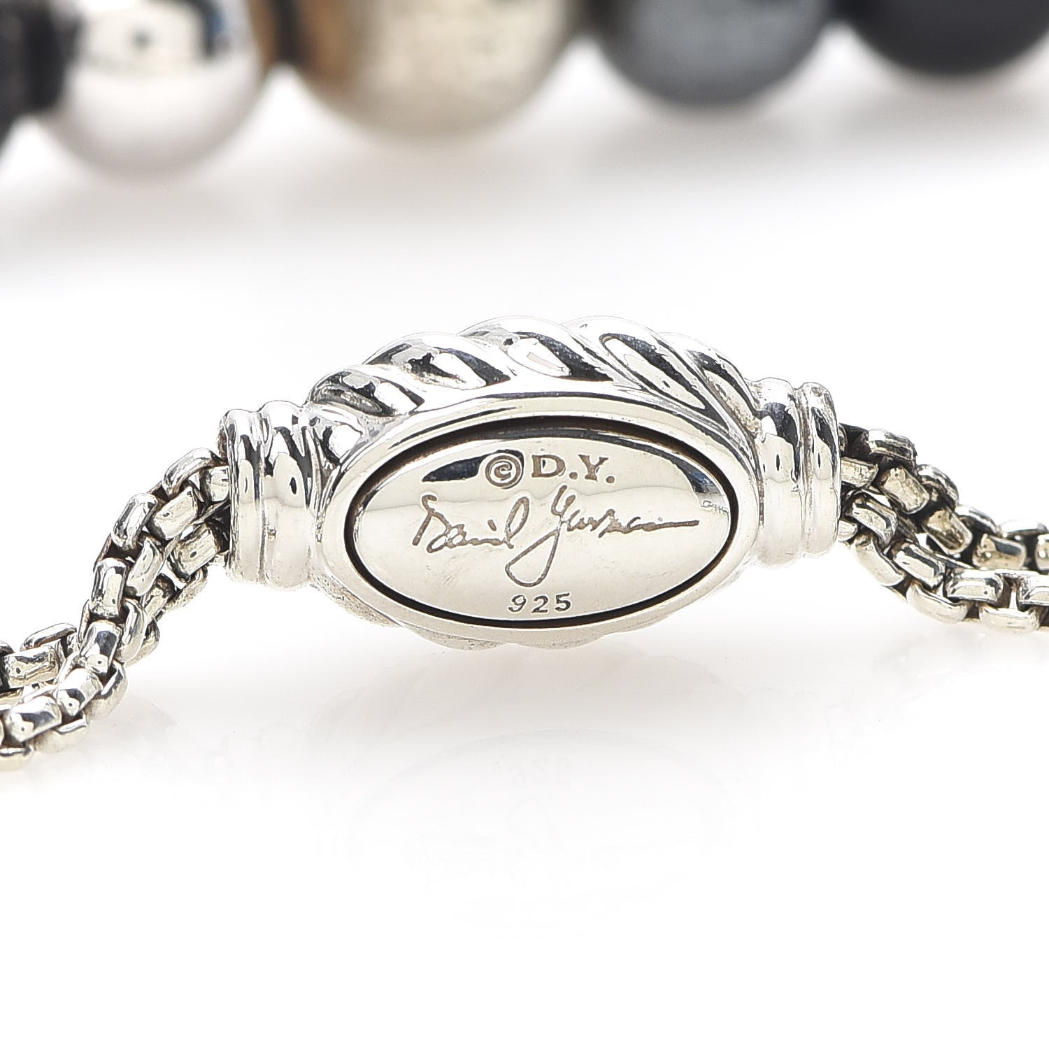 David Yurman Sterling Silver Black Onyx Hematine 8mm Elements Bead Bracelet 4 of 4