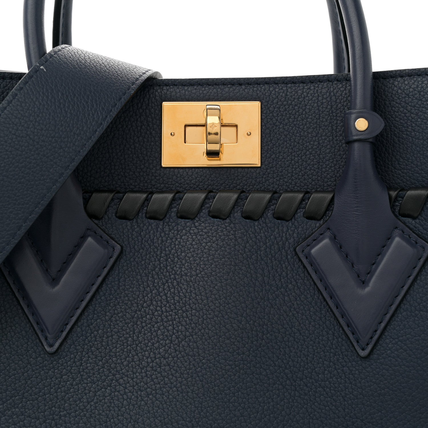 Louis Vuitton Calfskin Mahina Braided On My Side MM Navy Blue 7 of 10