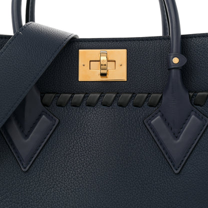 Louis Vuitton Calfskin Mahina Braided On My Side MM Navy Blue 7 of 10