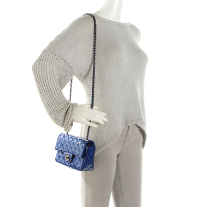 Chanel Patent Calfskin Quilted Mini Rectangular Flap Dark Blue 2 of 8