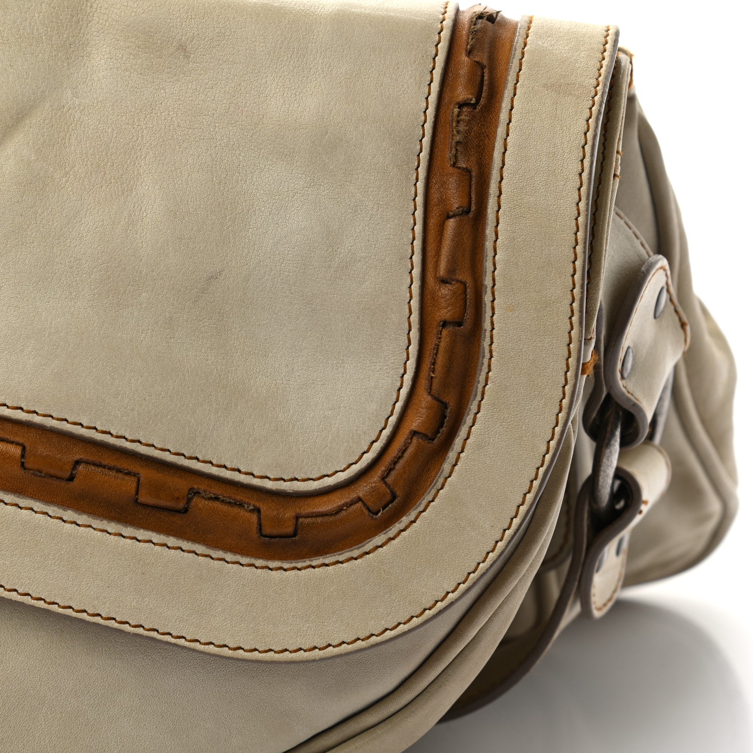 Christian Dior Calfskin Medium Gaucho Double Saddle Bag Ivory 8 of 15