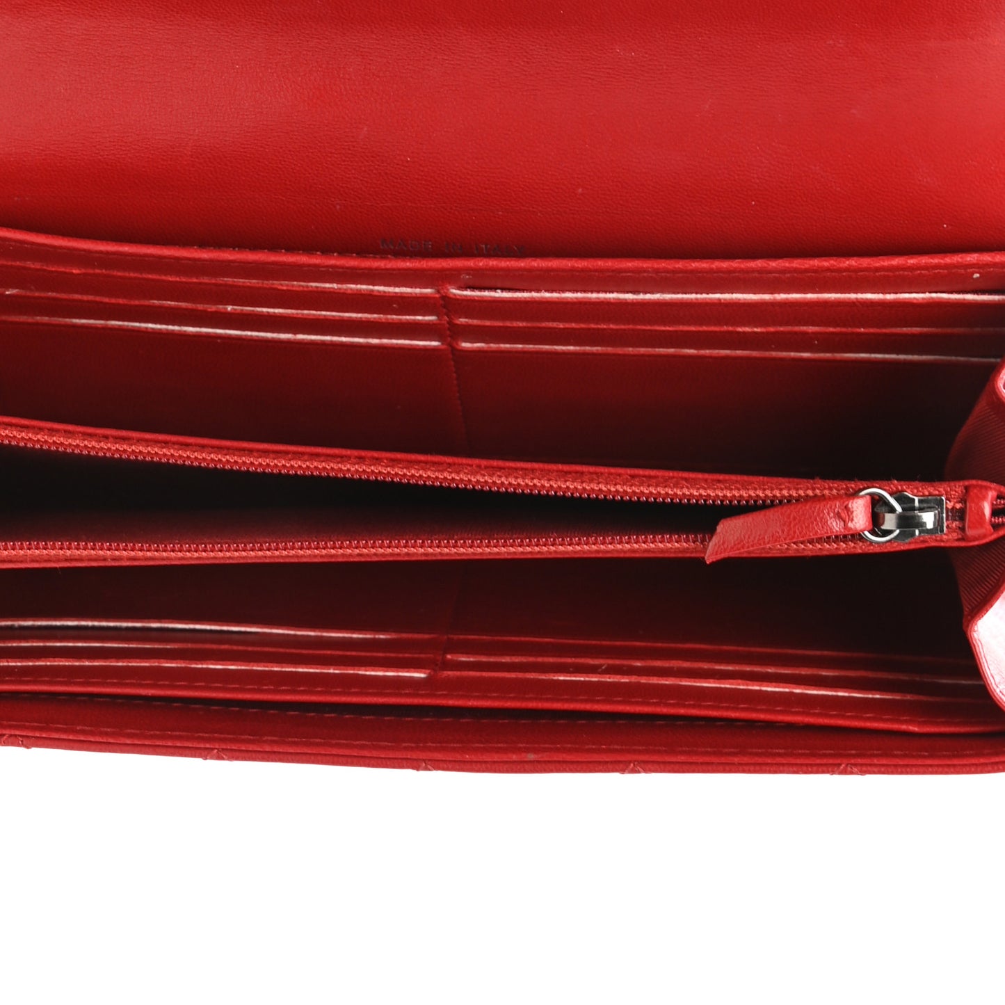 Lambskin Quilted Boy Flap Wallet Red