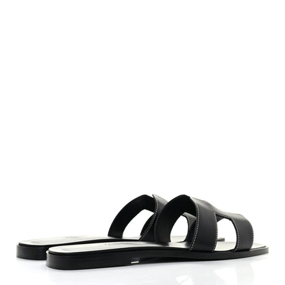 Hermes Box Calfskin Oran Sandals 40.5 Black 4 of 9