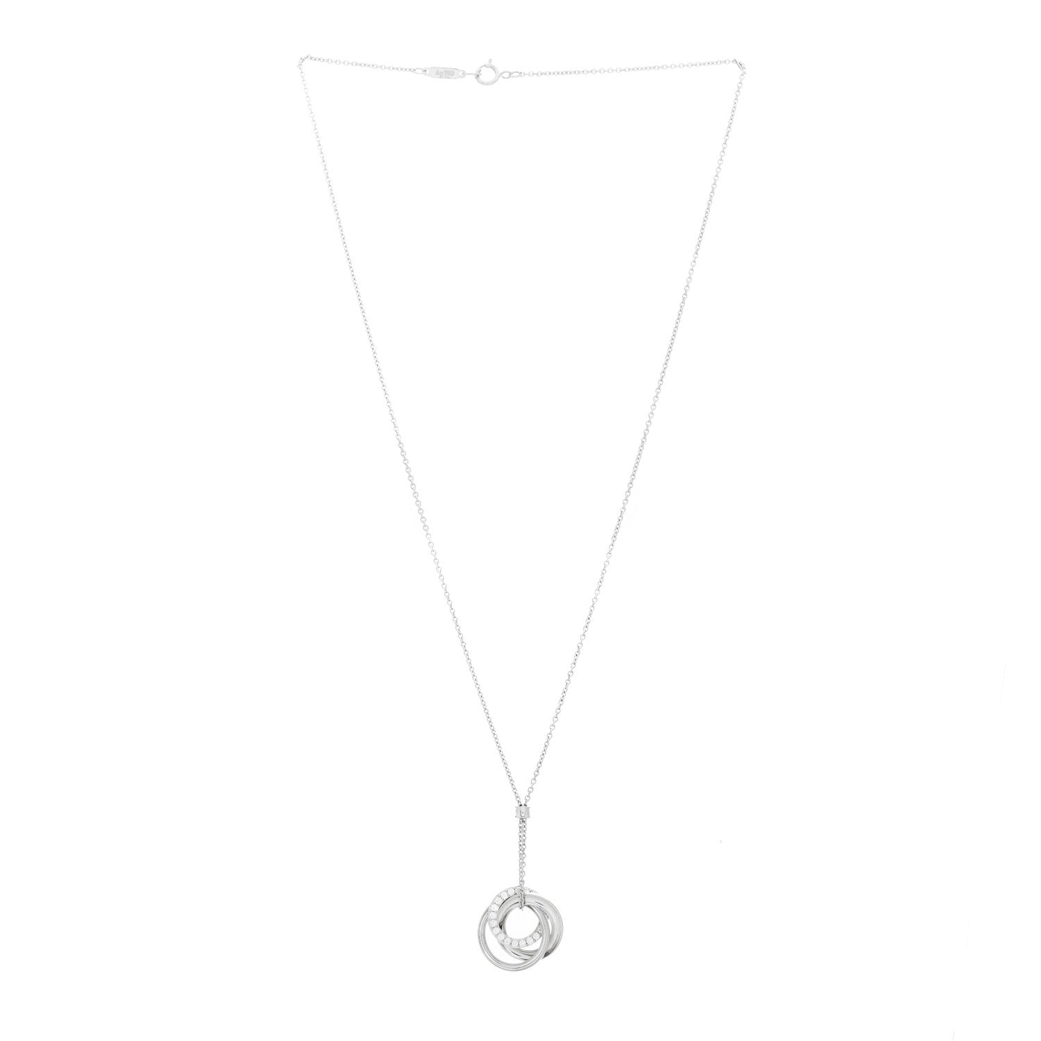 Tiffany 18K White Gold Diamond 1837 Triple Interlocking Circles Pendant Necklace 3 of 6