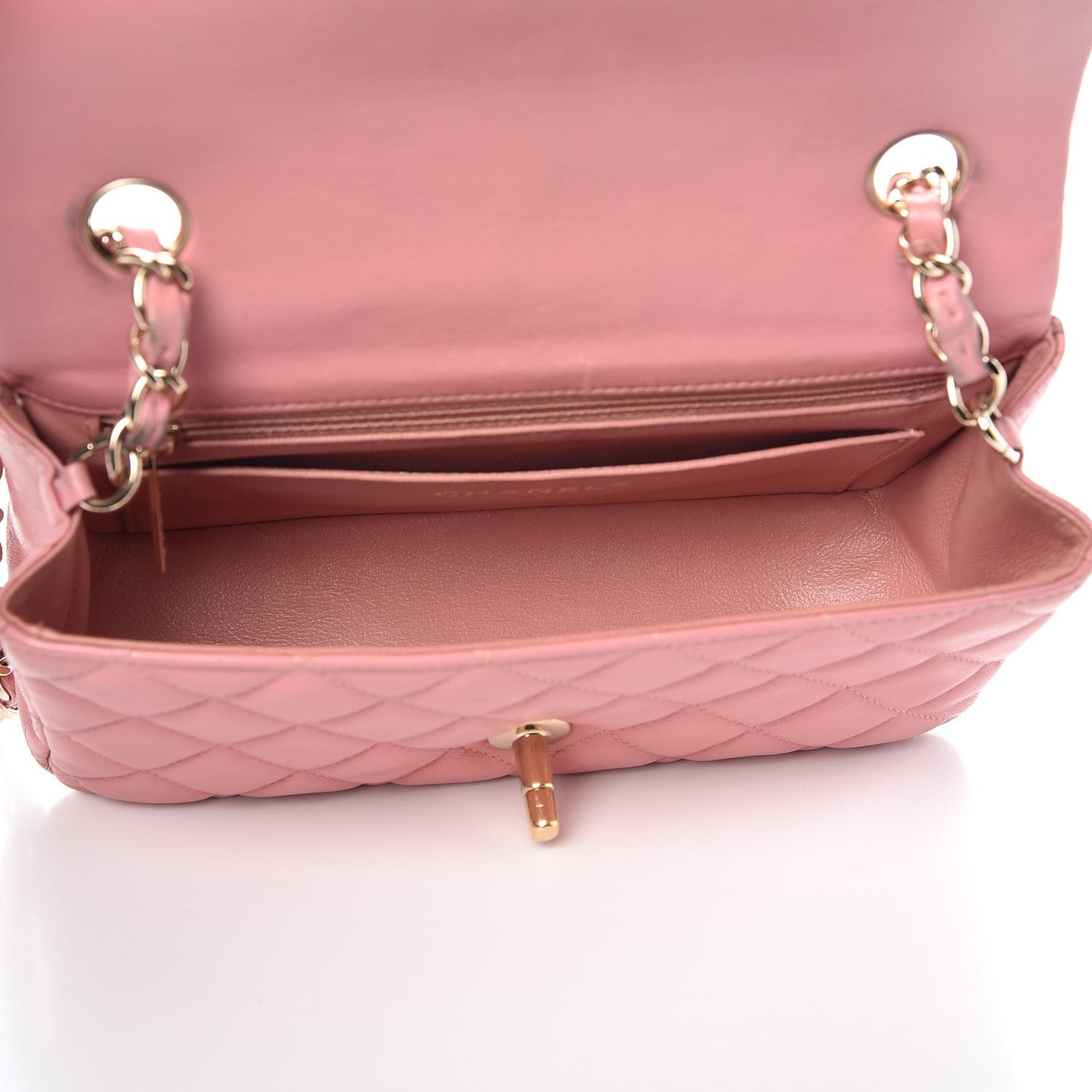 Lambskin Quilted Mini Rectangular Flap Pink