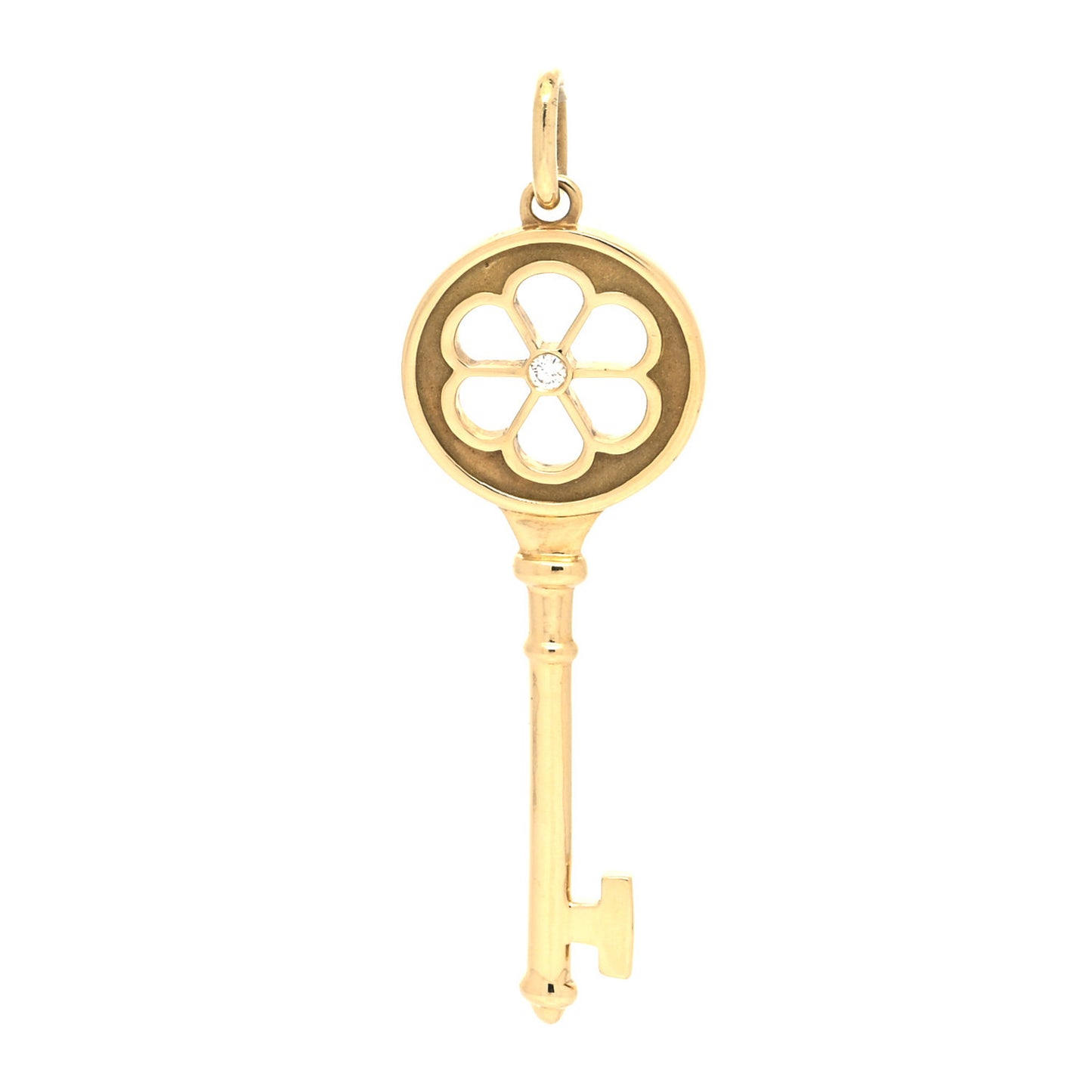 18K Yellow Gold Diamond Blossom Key Pendant