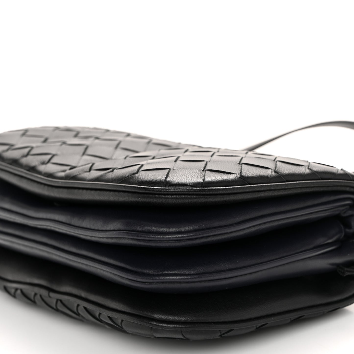 Nappa Intrecciato Puff Pouch On Strap Black Space