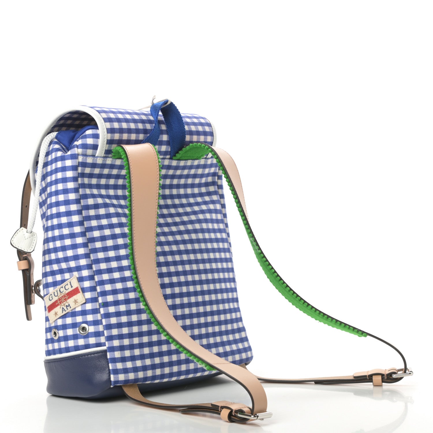 Gucci Coated Canvas Childrens Gingham Backpack Blue White 3 of 10