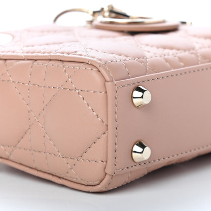 Christian Dior Lambskin Cannage Micro Lady Dior Rose Des Vents 8 of 9