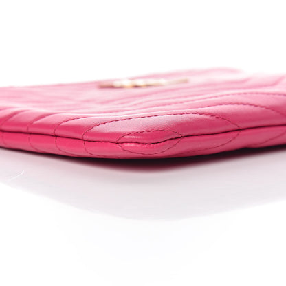 Saint Laurent Calfskin Matelasse Chevron Monogram A5 Wristlet Bubblegum 5 of 10