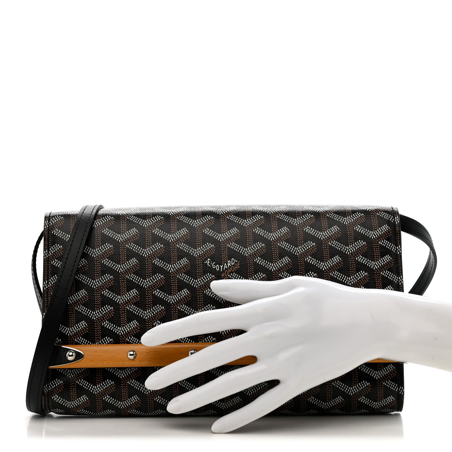 Goyard Goyardine Monte Carlo Bois Clutch With Strap Black 2 of 7
