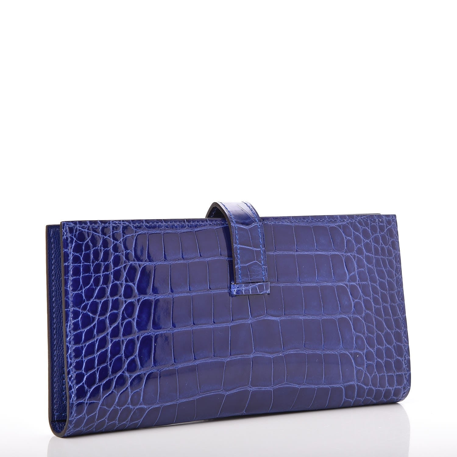 Hermes Shiny Alligator Bearn Wallet Bleu Electrique 3 of 9