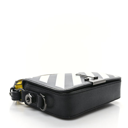 Off-White Saffiano Striped Mini Diag Binder Clip Bag Black White Yellow 4 of 10