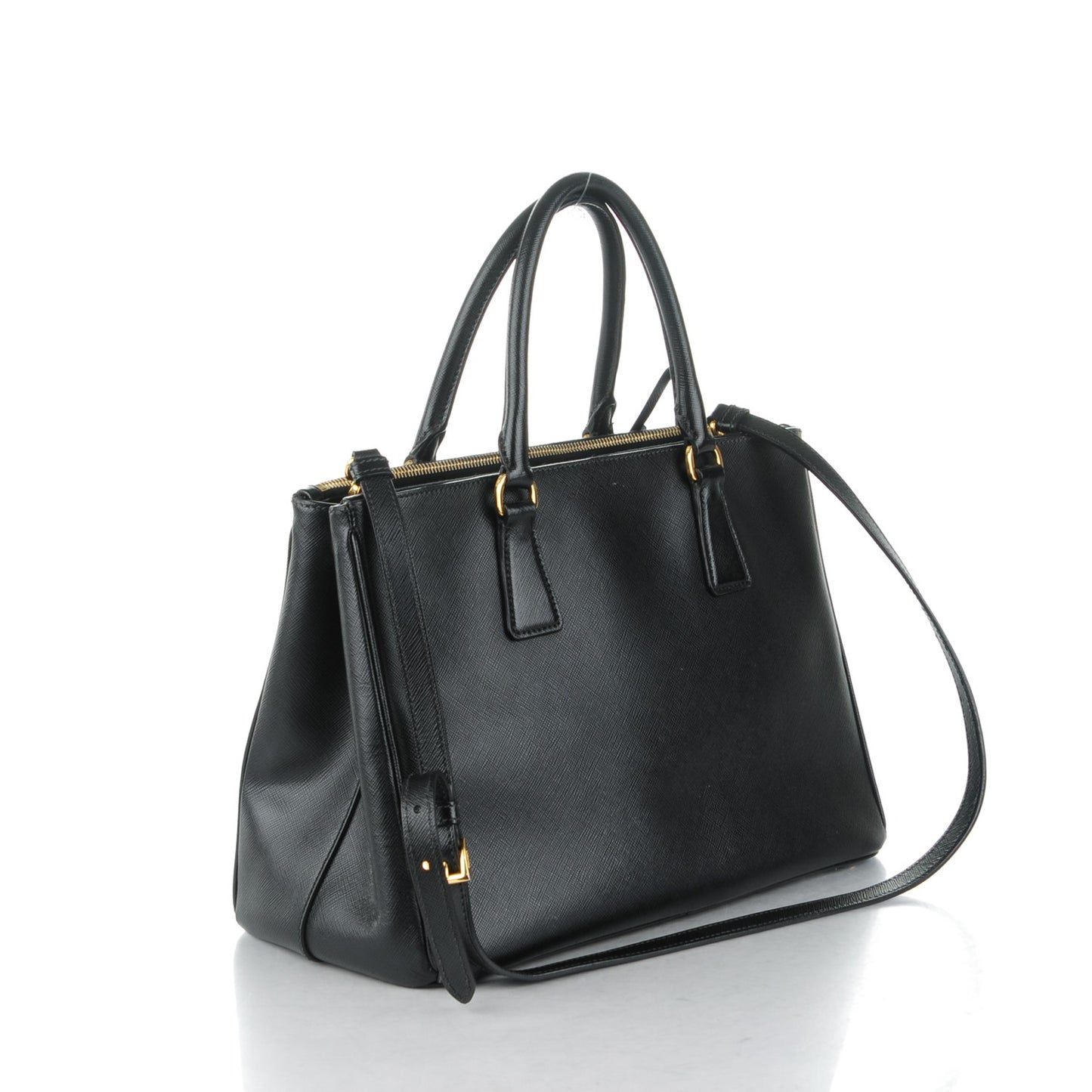 Saffiano Large Galleria Double Zip Tote Black
