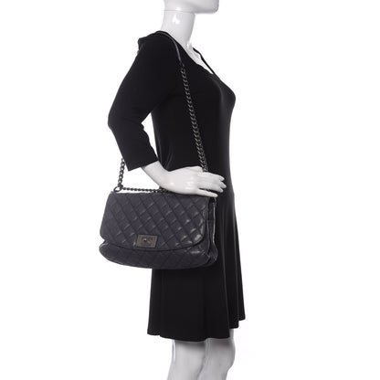 Chanel Metallic Caviar Quilted Flap Navy Blue 2 of 10