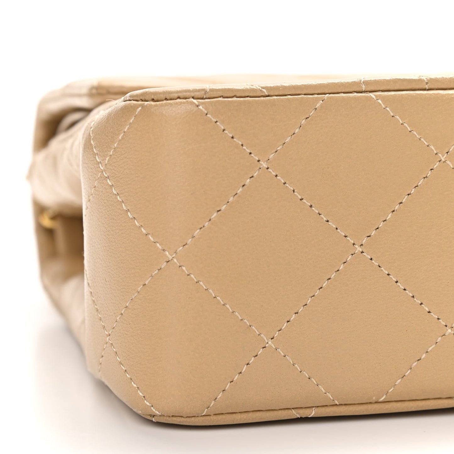 Lambskin Quilted Small Double Flap Beige