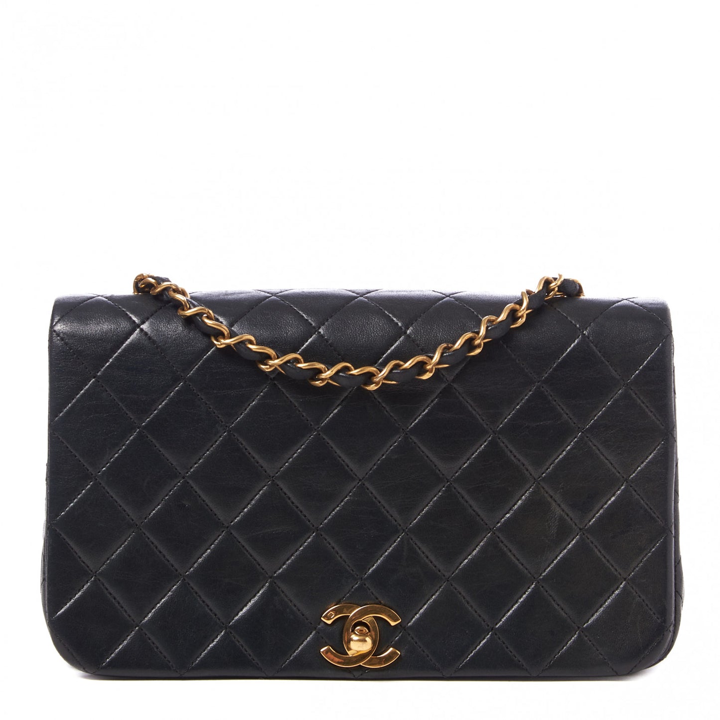 Lambskin Quilted Small Single Flap Bag Black
