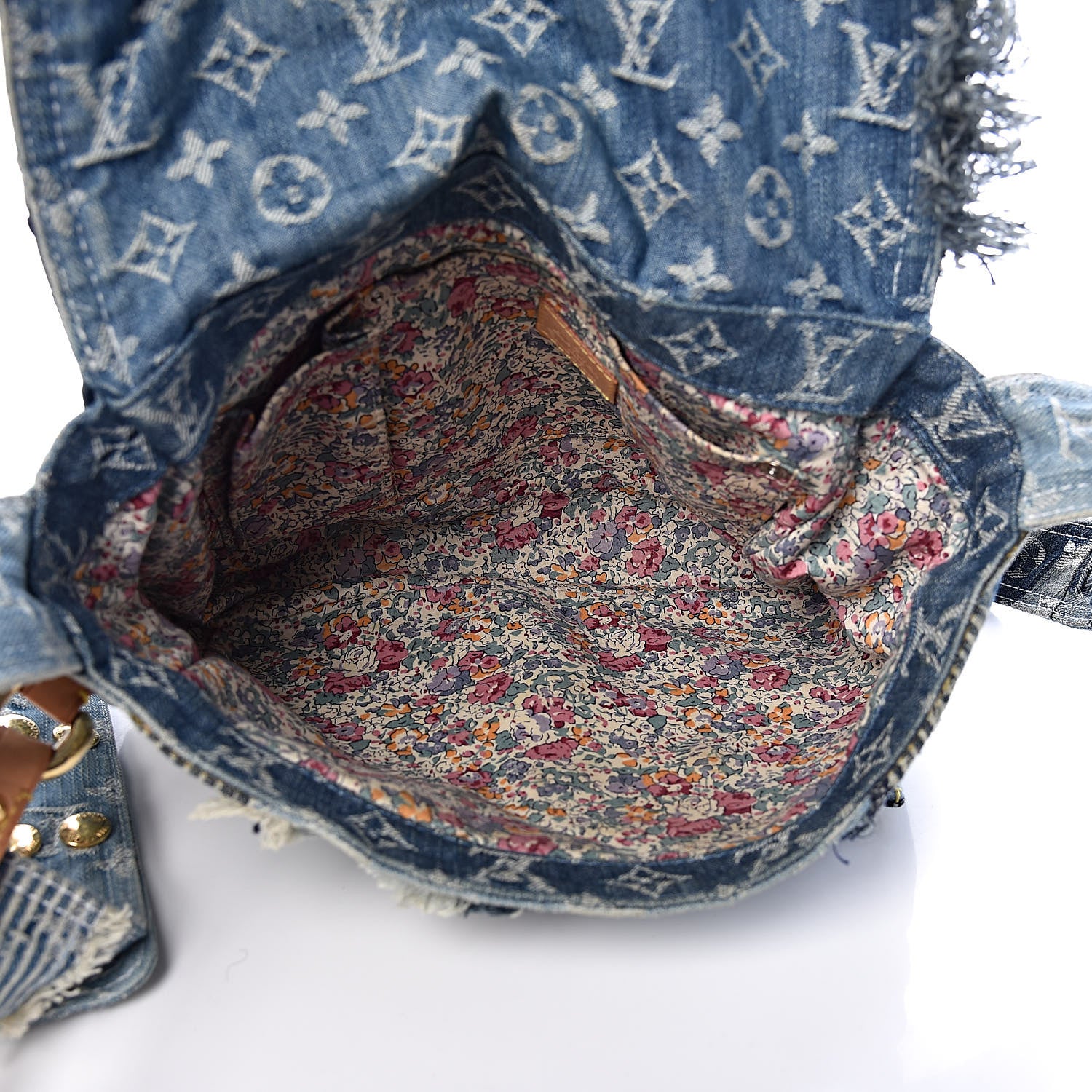 Louis Vuitton Denim Patchwork Posty Messenger Bag Blue 5 of 14