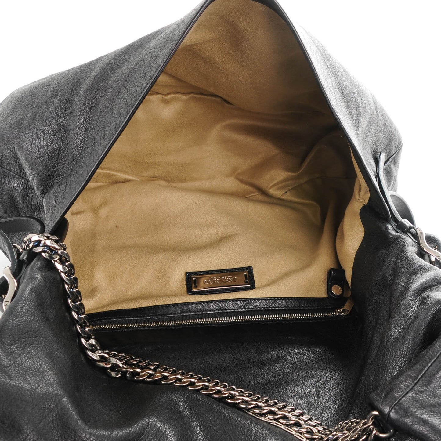 Lambskin Large Biker Hobo Black