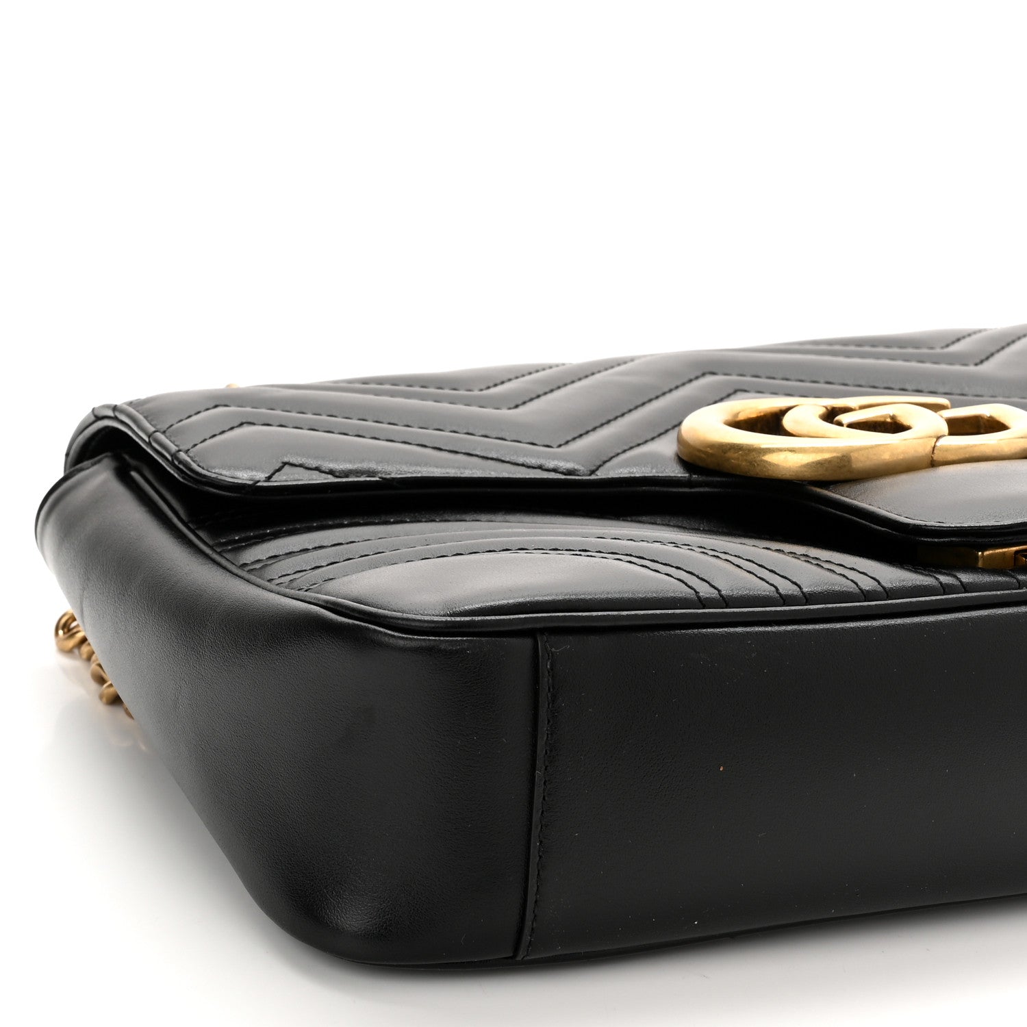 Gucci Calfskin Matelasse Medium GG Marmont Shoulder Bag Black 9 of 10