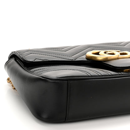 Gucci Calfskin Matelasse Medium GG Marmont Shoulder Bag Black 9 of 10