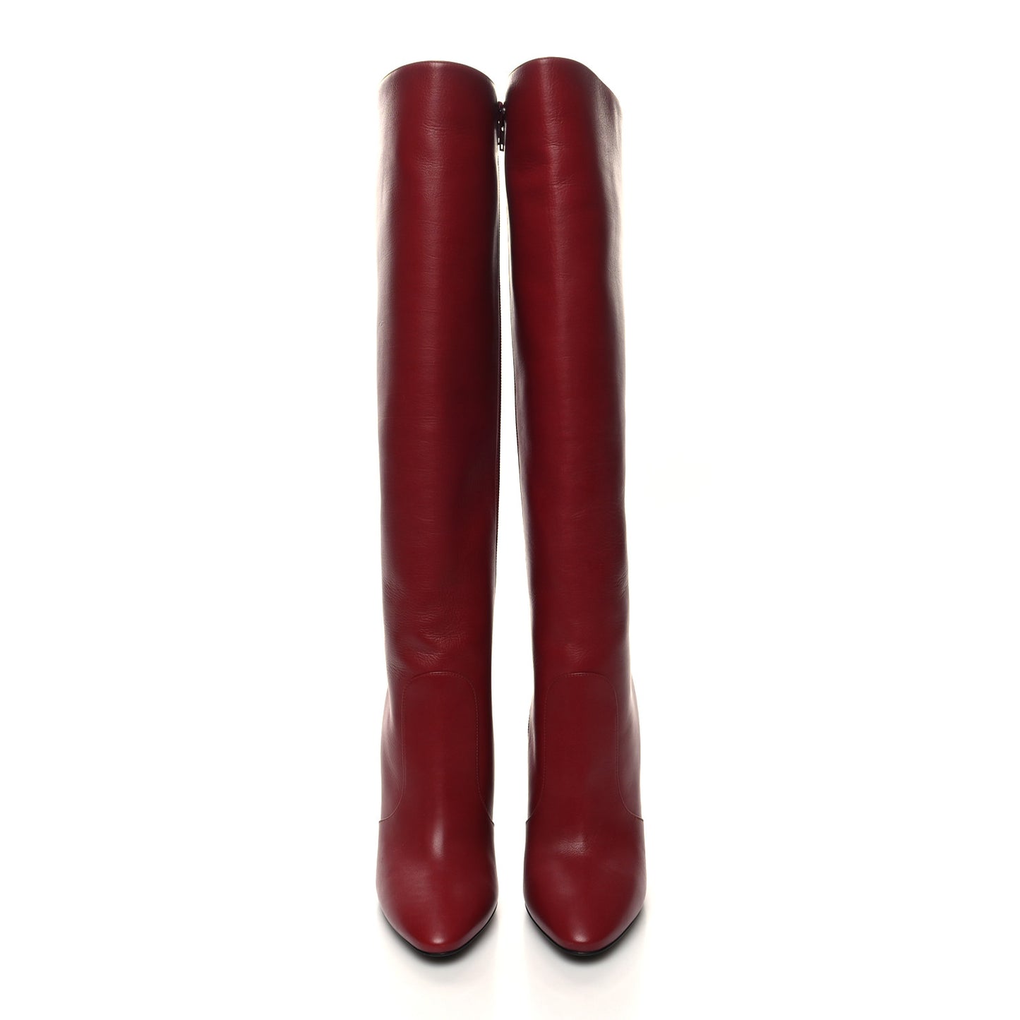 Calfskin Knee High Skinny Boots 37 Opyum Red