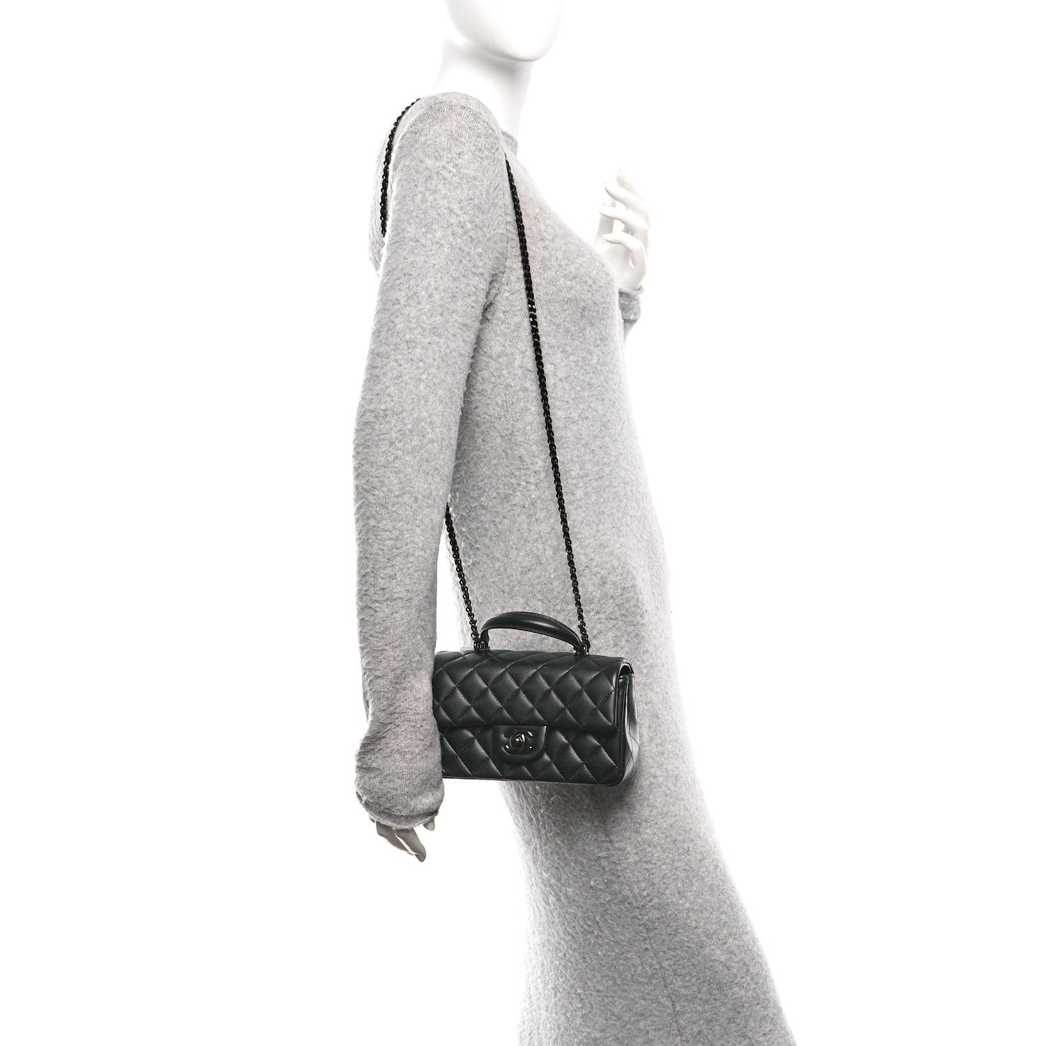 Chanel Lambskin Quilted Mini Top Handle Rectangular Flap So Black 2 of 11