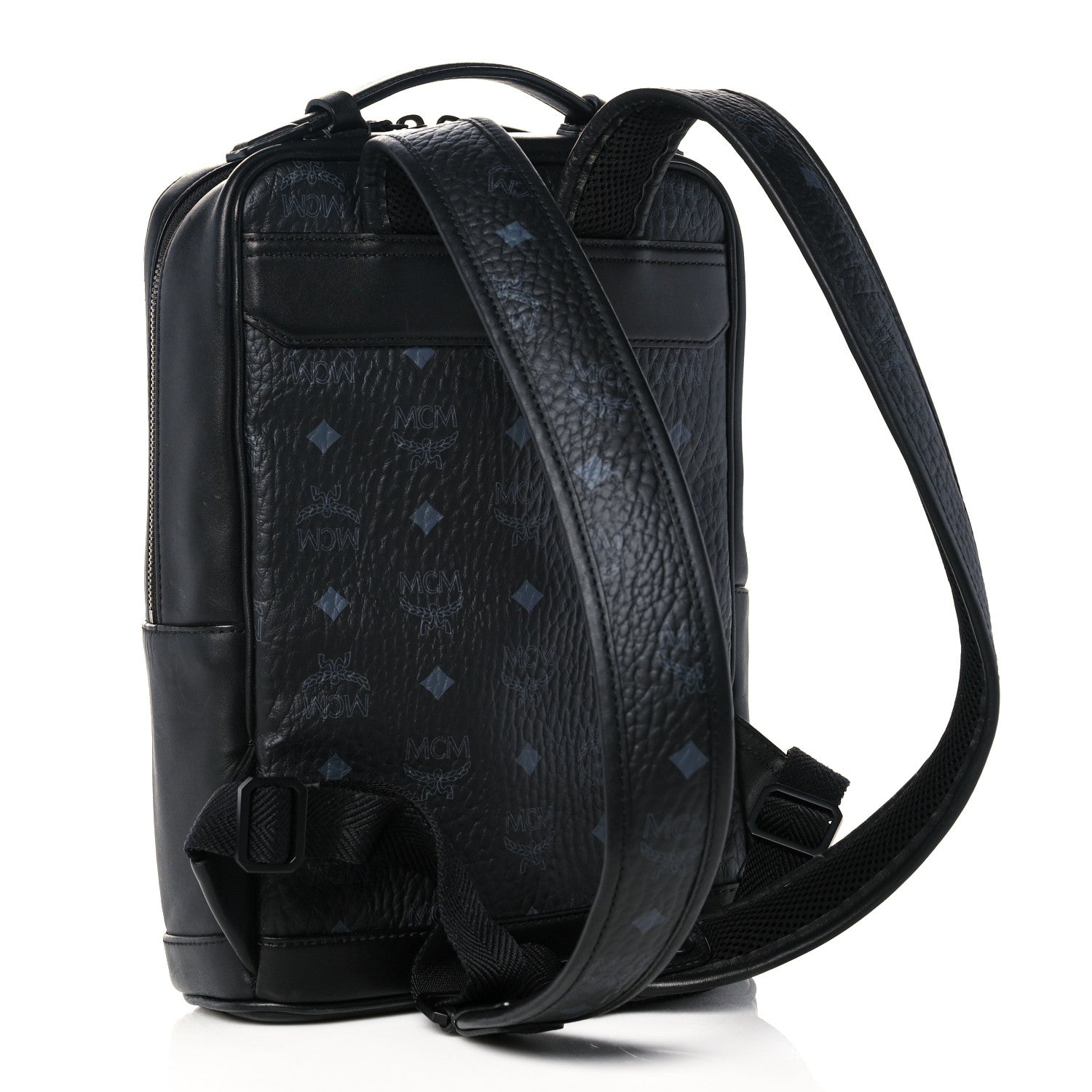 MCM Calfskin Ottomar Tech Flower Backpack Black 3 of 13