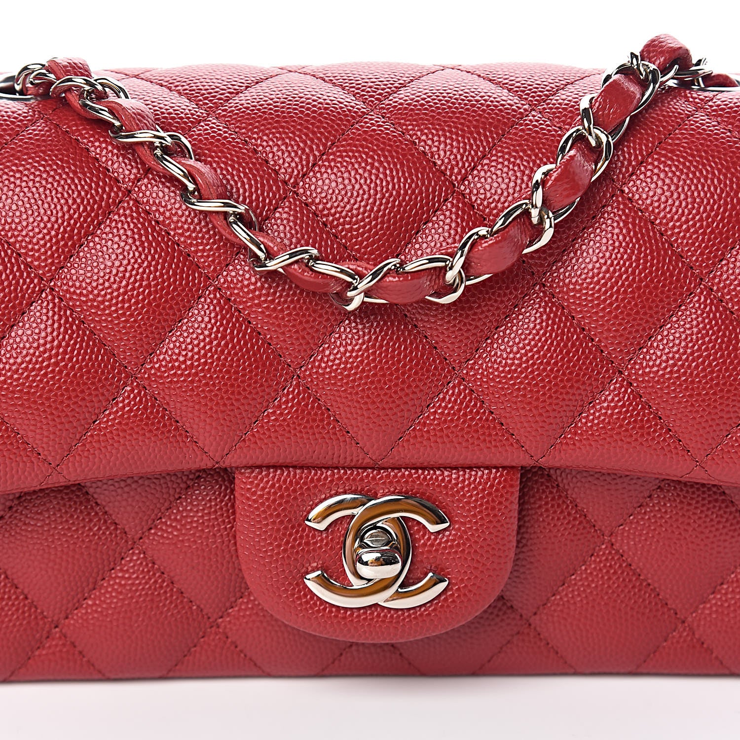 Chanel Caviar Quilted Mini Rectangular Flap Red 10 of 10