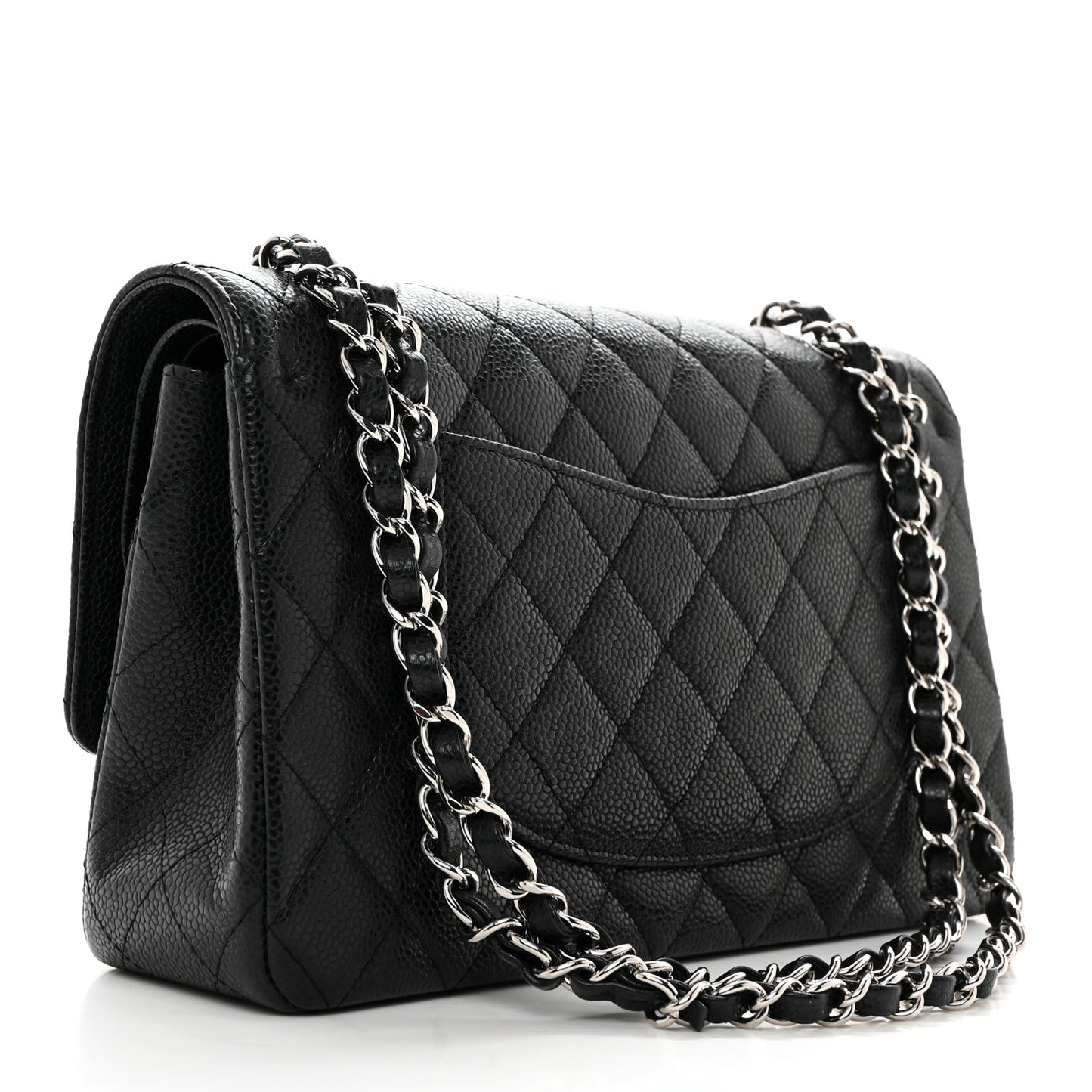 Caviar Quilted Medium Double Flap Black