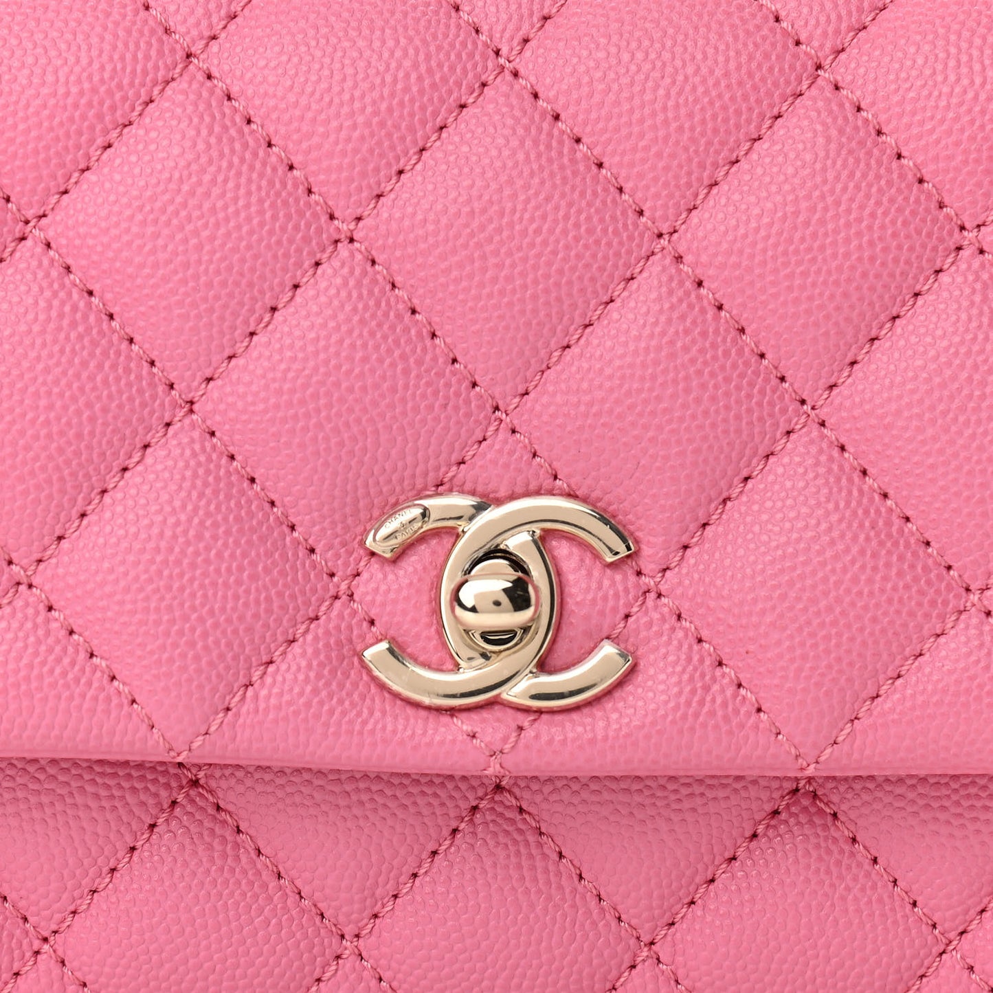 Caviar Quilted Lizard Embossed Extra Mini Coco Handle Flap Pink
