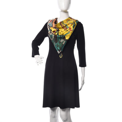 Hermes Silk Wako Ni Scarf 90 Jaune Vert Rouge 2 of 8