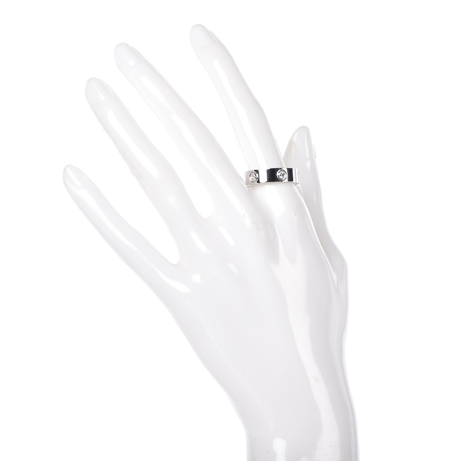 Cartier 18K White Gold 3 Diamond 5.5mm LOVE Ring 57 8 2 of 5