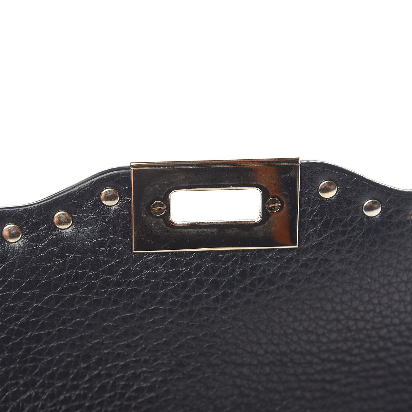 Pebbled Calfskin Medium Rockstud Flap Saddle Bag Black