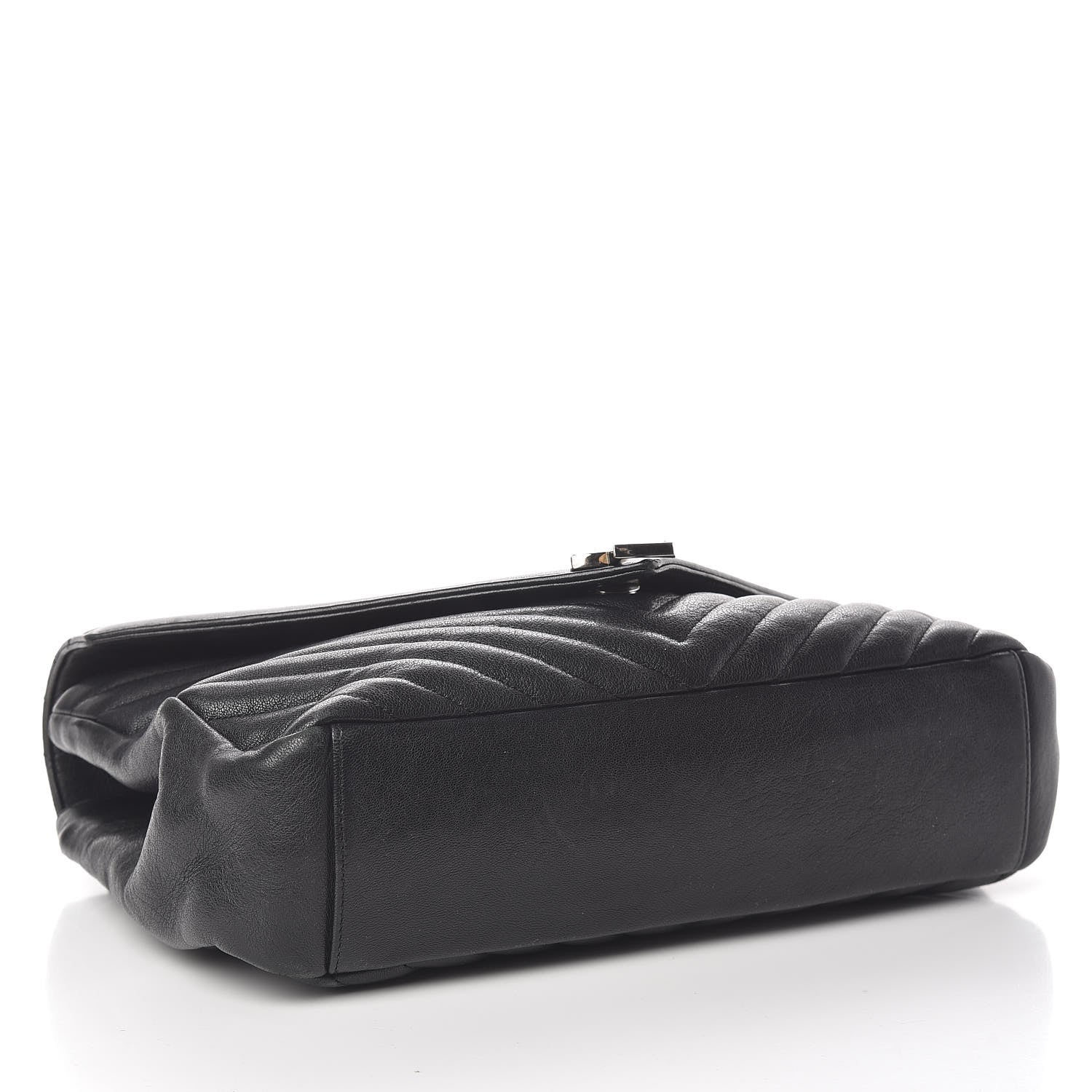 Saint Laurent Sheepskin Matelasse Chevron Monogram Large College Satchel Black 4 of 15