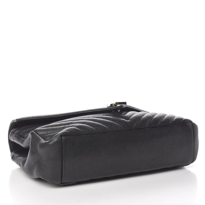 Saint Laurent Sheepskin Matelasse Chevron Monogram Large College Satchel Black 4 of 15