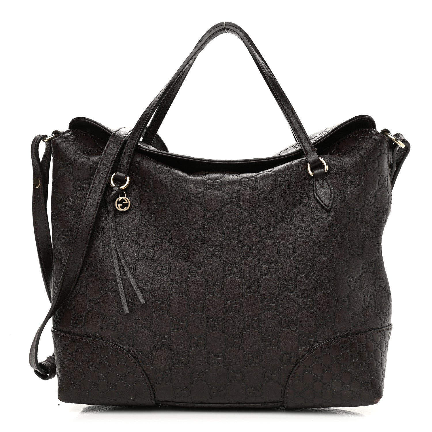 Gucci Guccissima Medium Bree Foldover Tote Chocolate 1 of 11
