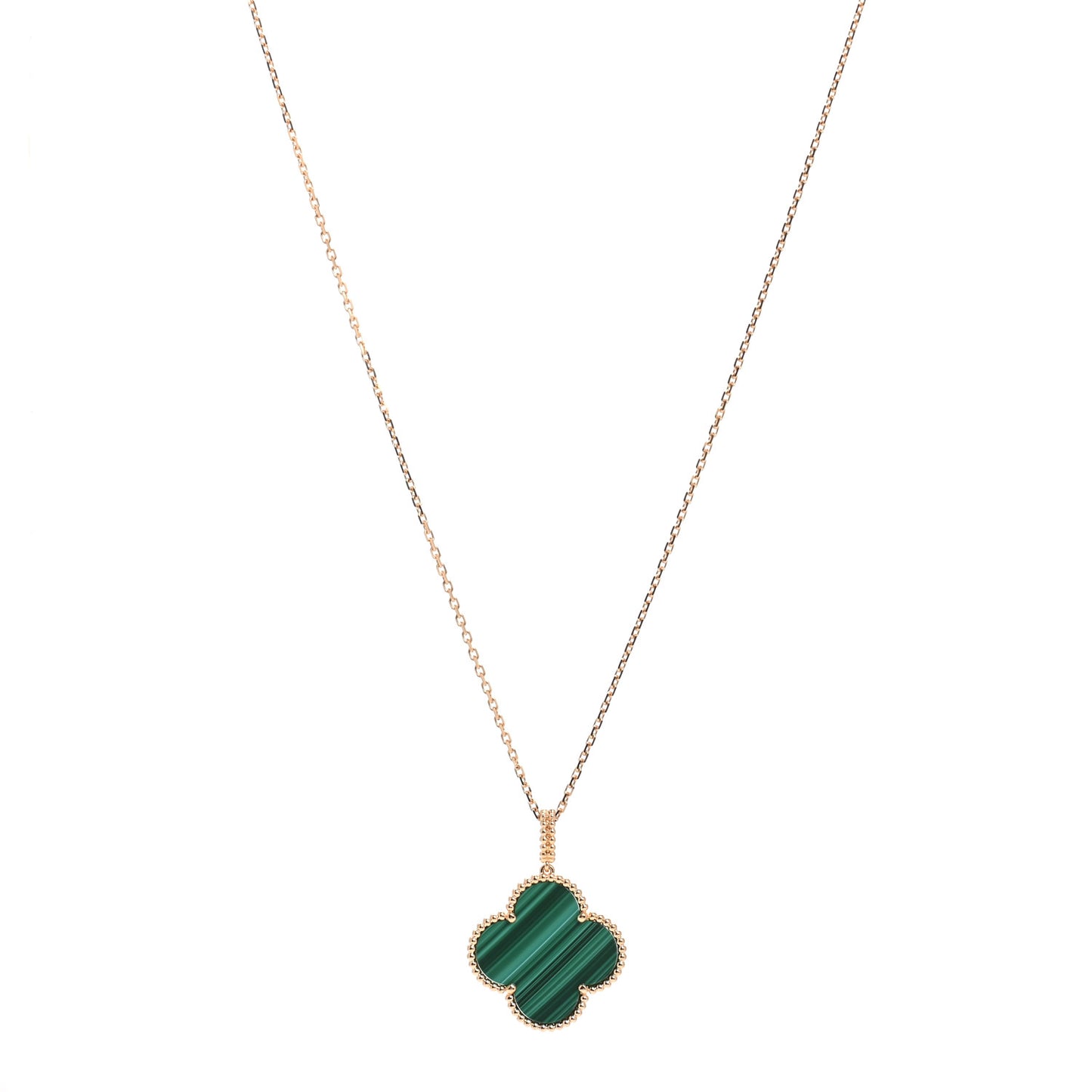 18K Yellow Gold Malachite Magic Alhambra Pendant Necklace