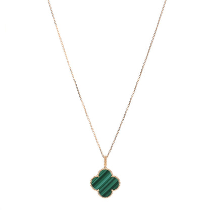 Van Cleef & Arpels 18K Yellow Gold Malachite Magic Alhambra Pendant Necklace 1 of 9