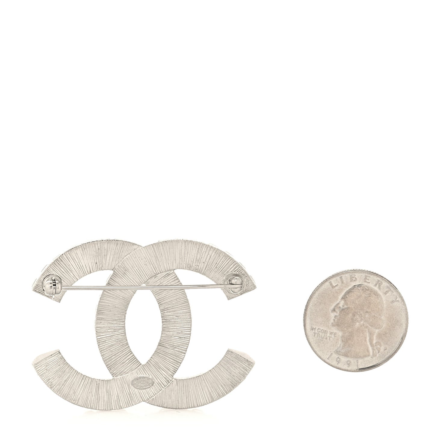Baguette Crystal CC Brooch Silver