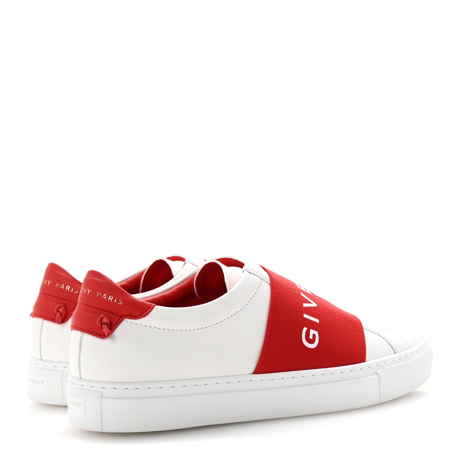 Givenchy Calfskin Band Logo Womens Urban Street Sneakers 37 White Red 5 of 10
