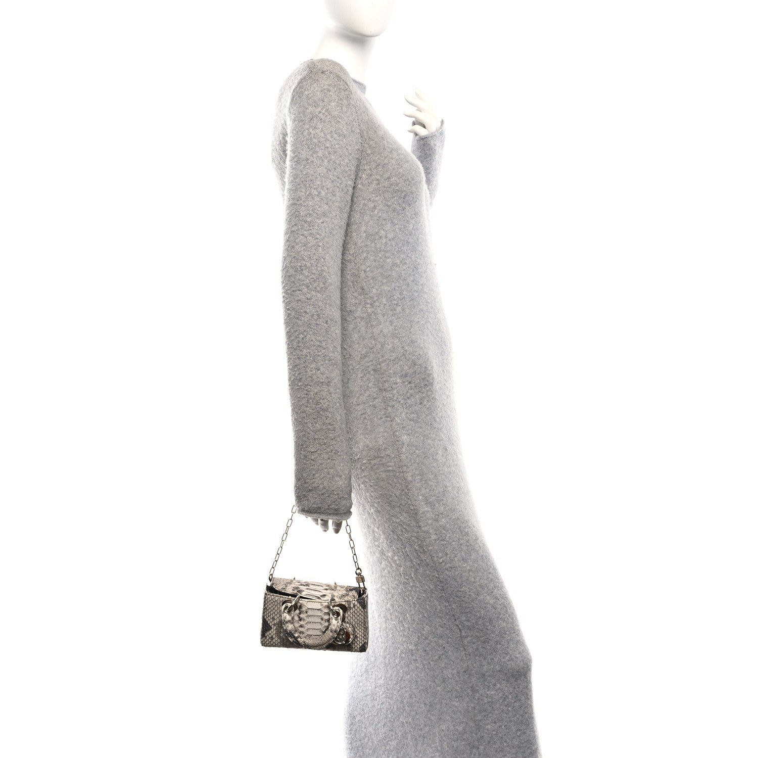 Christian Dior Snakeskin Micro Lady D-Joy Grey 2 of 10