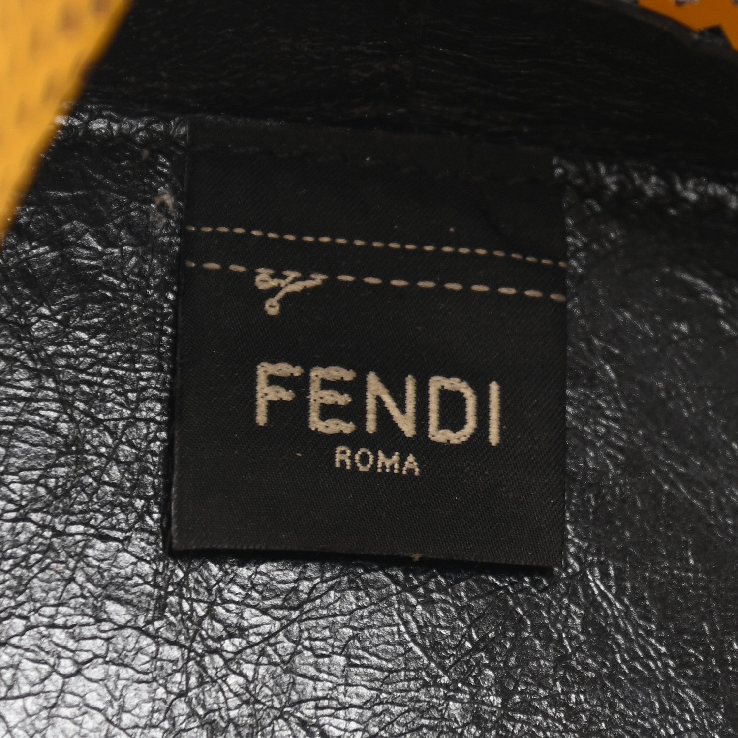 Fendi Vitello Liberty Glossy Lambskin F is Fendi Perforated Mini Mon Tresor Bucket Bag Sand Mimosa Black 6 of 10