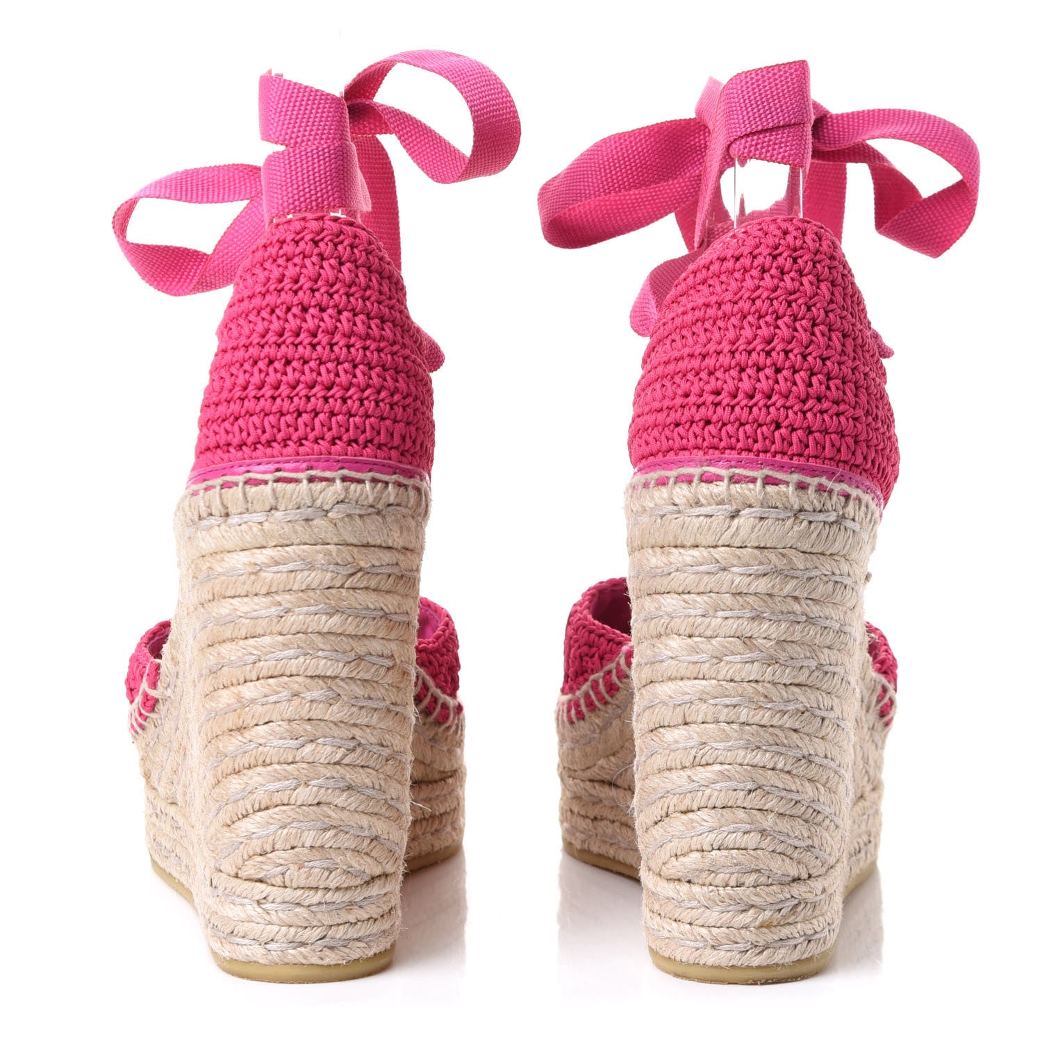 Gucci Cotton Crochet Pearly GG Ankle Wrap Platform Espadrille Wedges 36 Cyclamen Rose 5 of 10