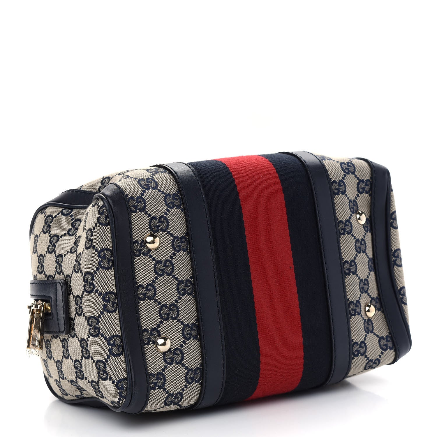 Gucci Monogram Vintage Web Small Boston Navy 4 of 9