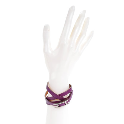 Hermes Tadelakt Hapi 3 MM Triple Tour Wrap Bracelet M Violet 2 of 7