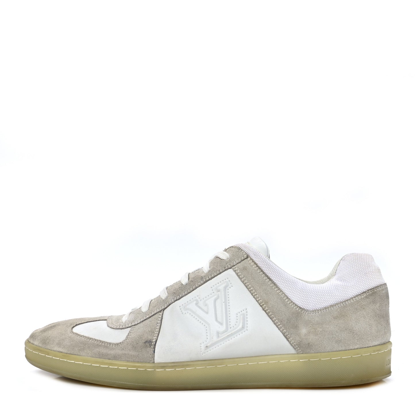 Calfskin Suede LV Mens Sneakers 9 White